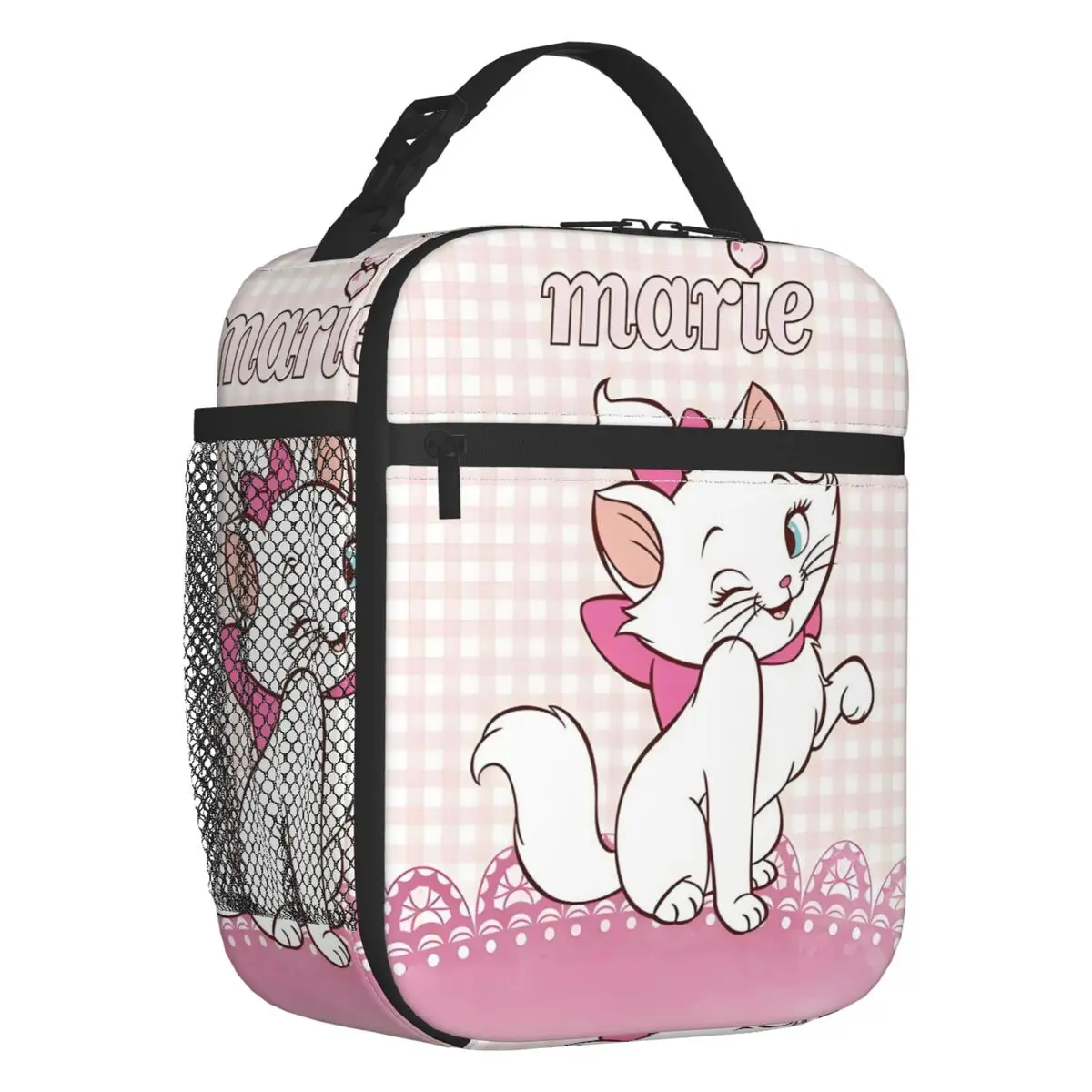 

Custom Cute Marie Cat Insulated Lunch Bag for Women Leakproof Kitten Film Cooler Thermal Lunch Box Office Picnic Travel