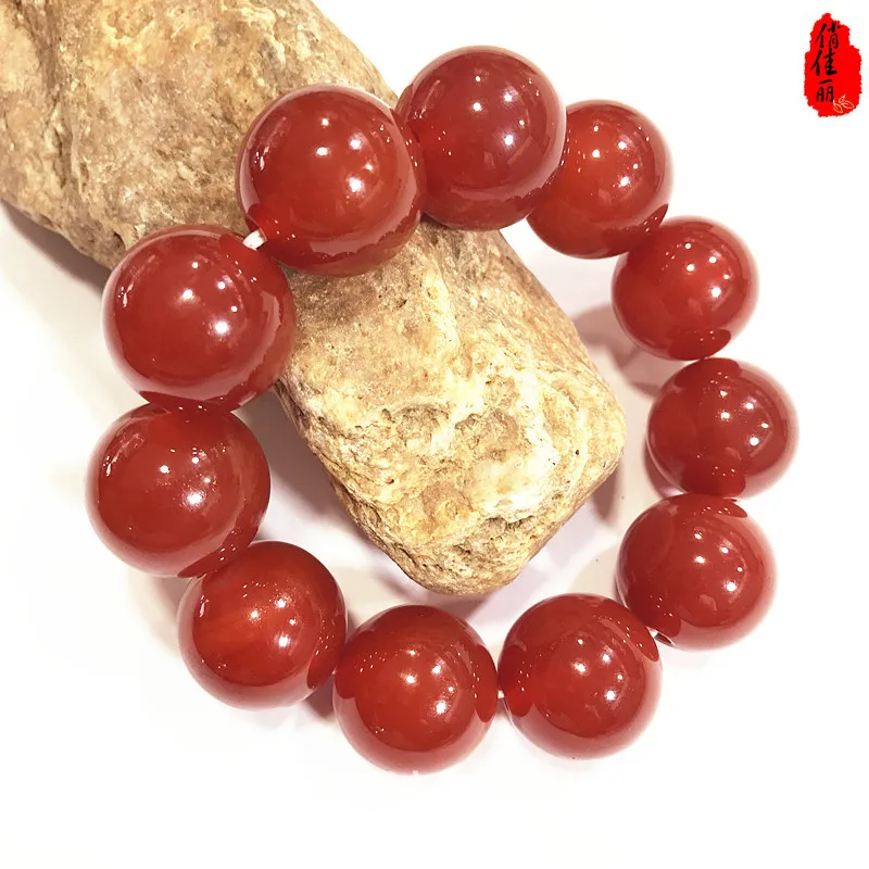 

Natural red agate jade beads bracelet handcarved jade bangle real jade bracelets natural jade stone for women men 14mm 20mm