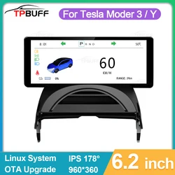 TPBUFF 6.2inch Head Up Display for Tesla Model 3 Y New HUD Front Dashboard Instrument IPS Screen Power Speed Navigation