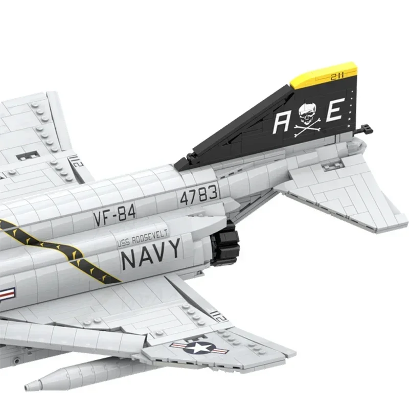Moc tijolos de construção modelo militar F-4 phantom lutador-bombardeiro tecnologia blocos modulares presentes brinquedos de natal conjuntos diy montagem