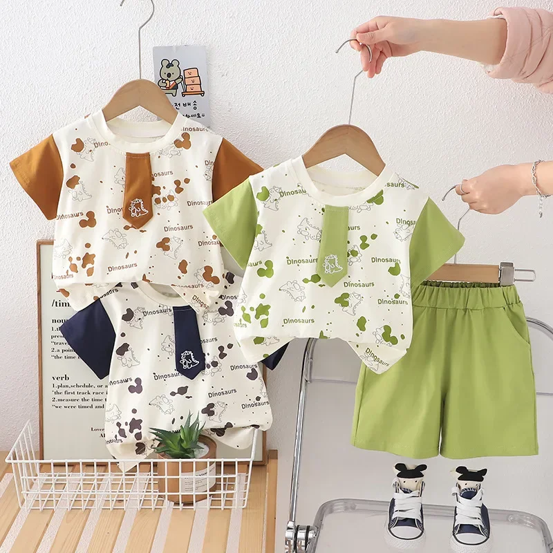 

New Summer Baby Clothes Suit Children Boys Short Sleeved T-Shirt Shorts 2Pcs/Sets Infant Casual Cartoon Costume Kids Tracksuits