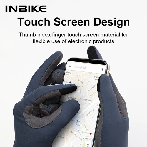 Imagen 2 del producto INBIKE 2024 guantes de ciclismo acolchados de Gel para hombres Otoño Invierno guantes de lana para bicicleta de carretera MTB accesorios de bicicleta con pantalla táctil de dedo completo