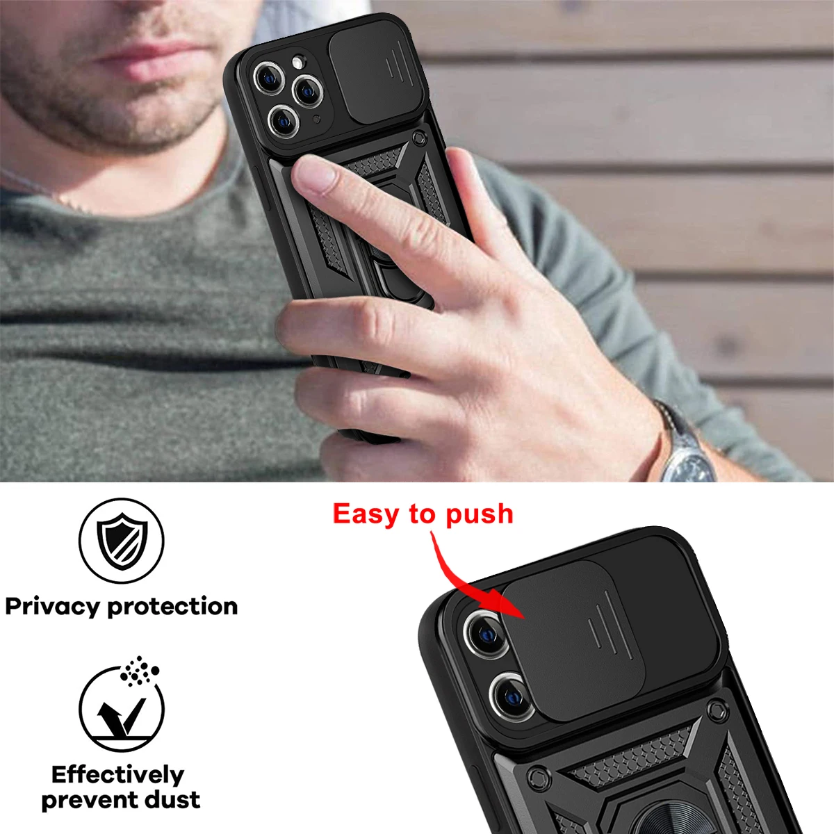 Shockproof Armor Case For iPhone 15 14 13 12 11 Pro Max Mini Car Holder Phone Cover For iphone Xs XR XsMax 7 8 Plus SE2020 Case image 4