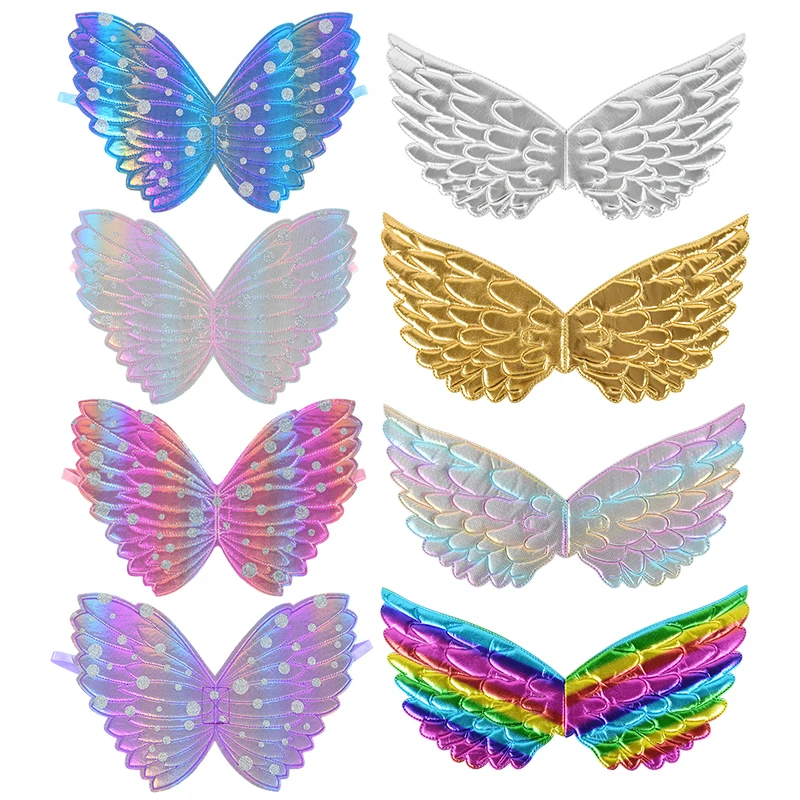 Colorful Angel Butterfly Elf Wings Girls Unicorn Fairy Wings For Baby Shower Kids Birthday Party Decor Dance Performance Cosplay