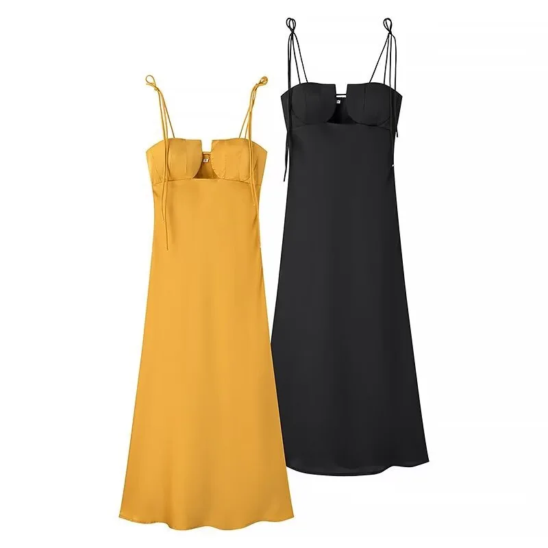 

New Fall Women's Clothing European and American Fashion Elegant One-Neck Bandeau Sling Sleeveless Dress