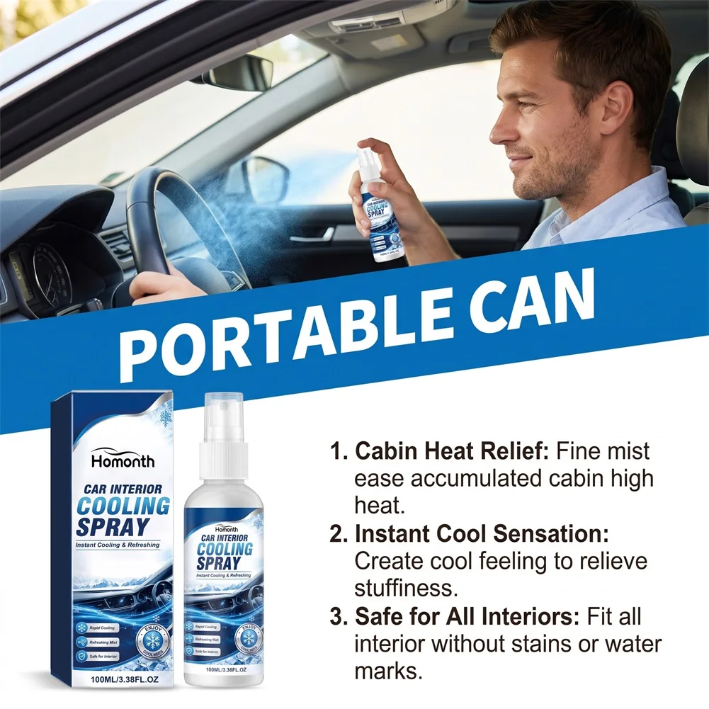 Car Cooling Spray,Summer Car Cooling Products,Car Interior Heat Relief,Quickly Cool Sun-Baked Car Interiors Motorcycle Seats