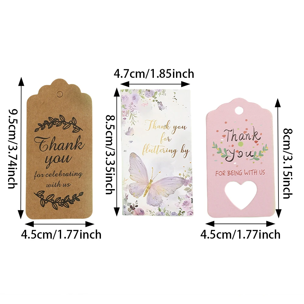 50 Stück Dankeschön-Geschenk-Etiketten Schmetterling Hohles Herz Papieretiketten Hochzeit Party Gastgeschenk Bastelverpackung Hängeetiketten DIY Deko – Detail 5