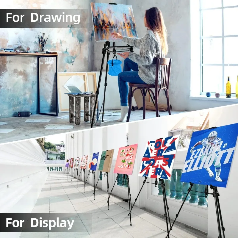 حامل حامل فني للرسم، حامل فني من 20 إلى 61 بوصة للرسم على القماش والعرض، ارتفاع قابل للتعديل من الألومنيوم #2