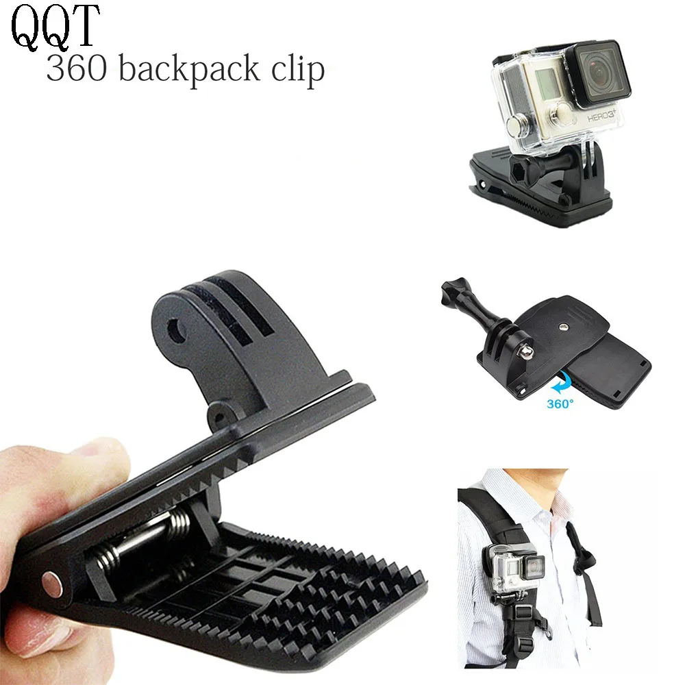 QQT 360 Degree Rotation Fast Clip Holder Clip for Gopro Hero11 10 9 8 7 6 5 4 3+ 3 2 SJ4000 SJ5000 xiaomi Yi 4 k Action Camera