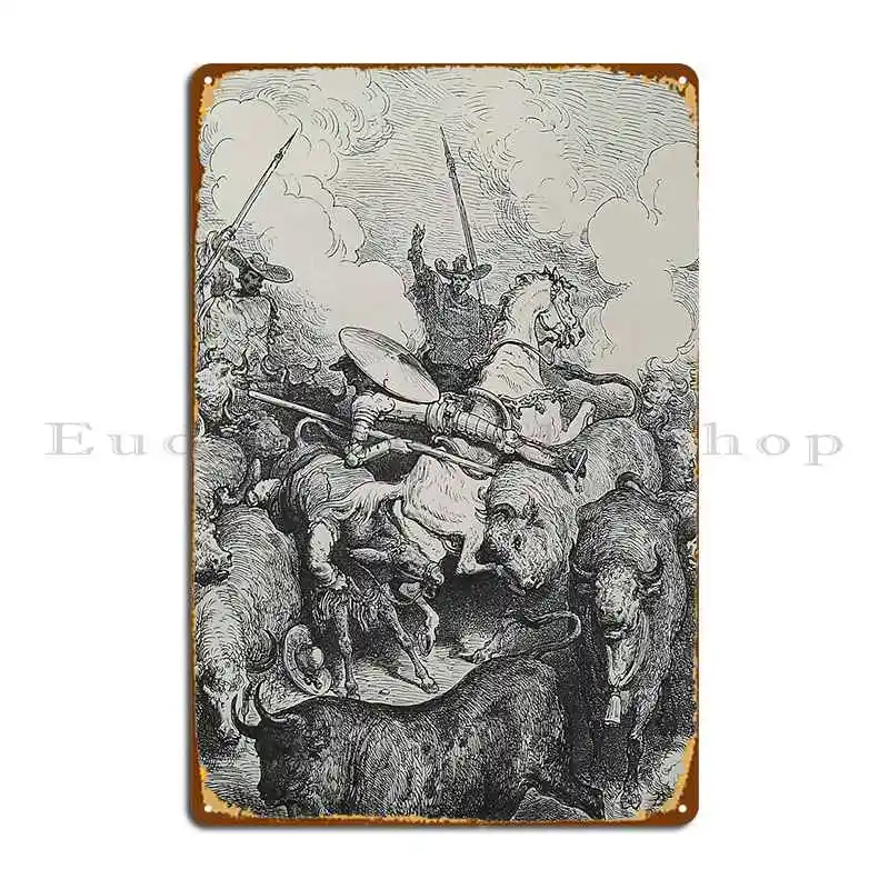 Don Quixote 1800 S Book Etching Metal Sign Garage Garage Decoration Wall Mural Character Cinema Tin Sign Poster