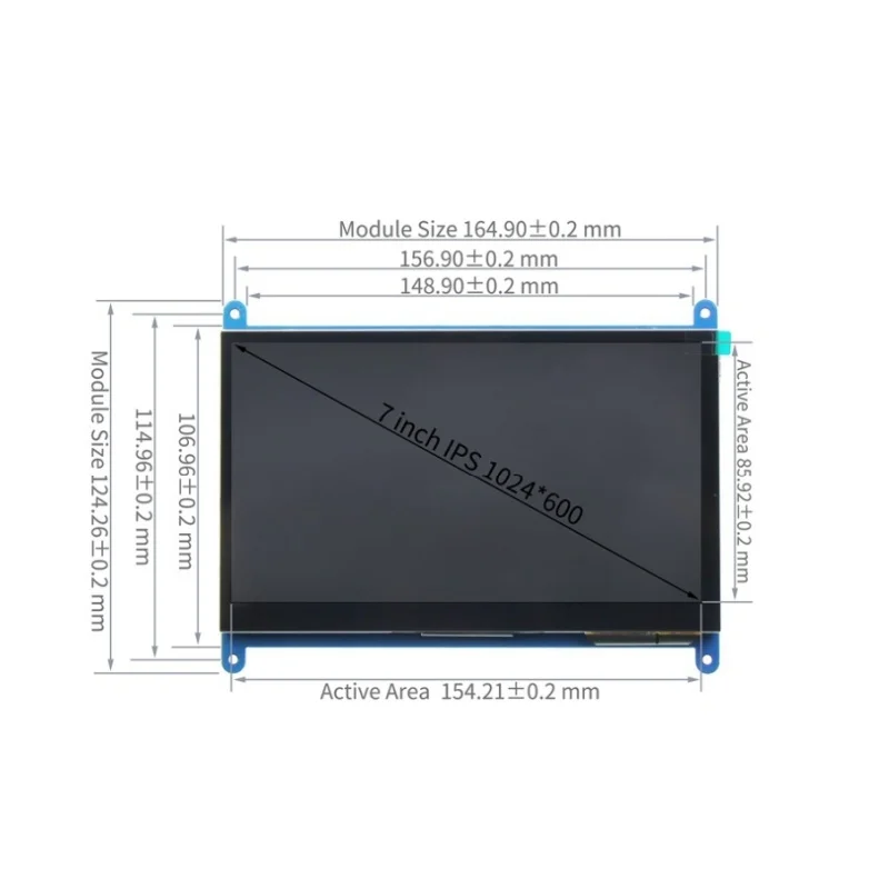 7 Inch Raspberry Pi 4/3/2/B/B+/A+ Monitor 1024x600 IPS 5-Points Capacitive Touchscreen Drive Free HDMI Display For Win 7/8/10