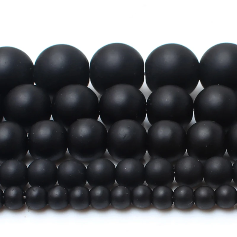 6/8/10mm Wholesale Natural Stone Round Black Matte Onyx Loose Spacer Beads for Jewelry Making DIY Bracelet Necklace Accessories