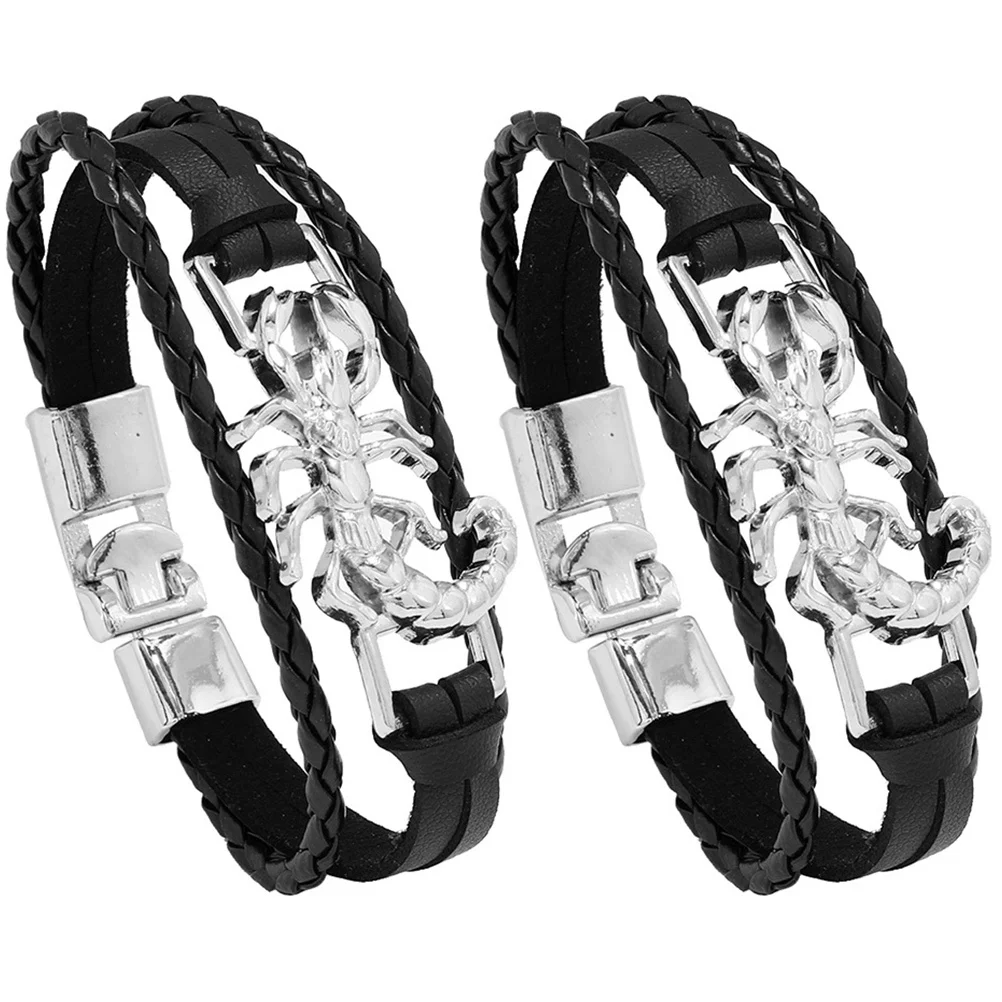 

2Pcs Scorpion Men Bracelets Punk Gothic Wrap Stylish Wristband Cool Accessories Mens Bracelet Goth Bracelets