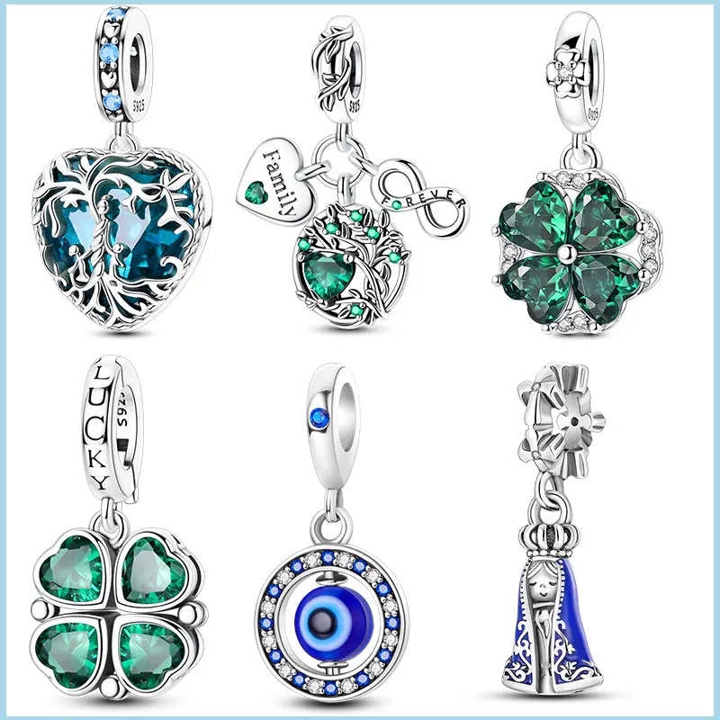 Top Selling 925 Sterling Silver Tree of Life Rotating Four Leaf Clover Beads Fit Bracelet Necklace DIY Jewelry Making