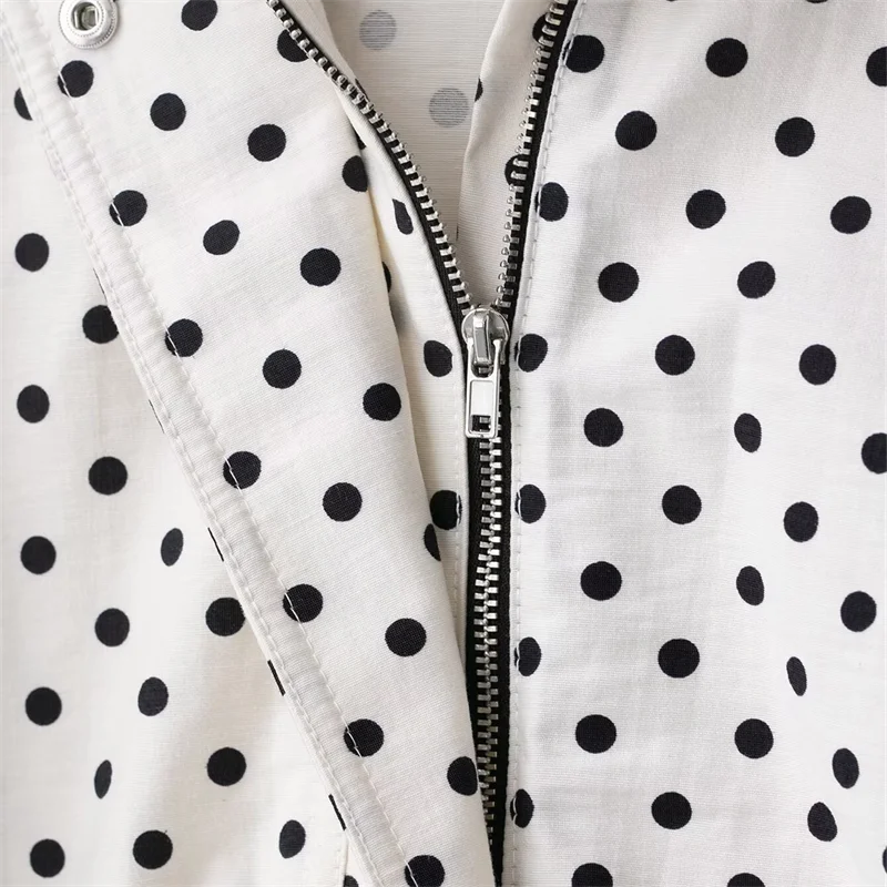 2025 autunno nuove donne moda casual versatile temperamento semplice giacca a maniche lunghe seersucker a pois