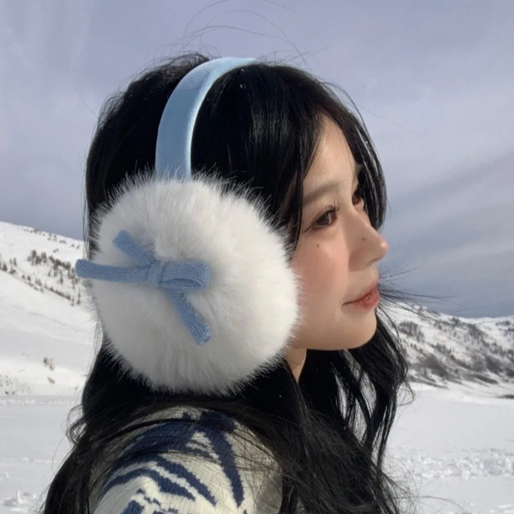 厚みのある蝶結びぬいぐるみイヤーマフ、防風性、伸縮性、暖かい耳当て、凍結防止、柔らかい防寒耳マスク、アウトドア活動用