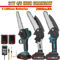 21V 6/4 Inch Electric Chainsaw One-Handed Mini Electric Pruning Saws for Wood Cutting/Tree Trimming/Branch Pruning Cutting Tools