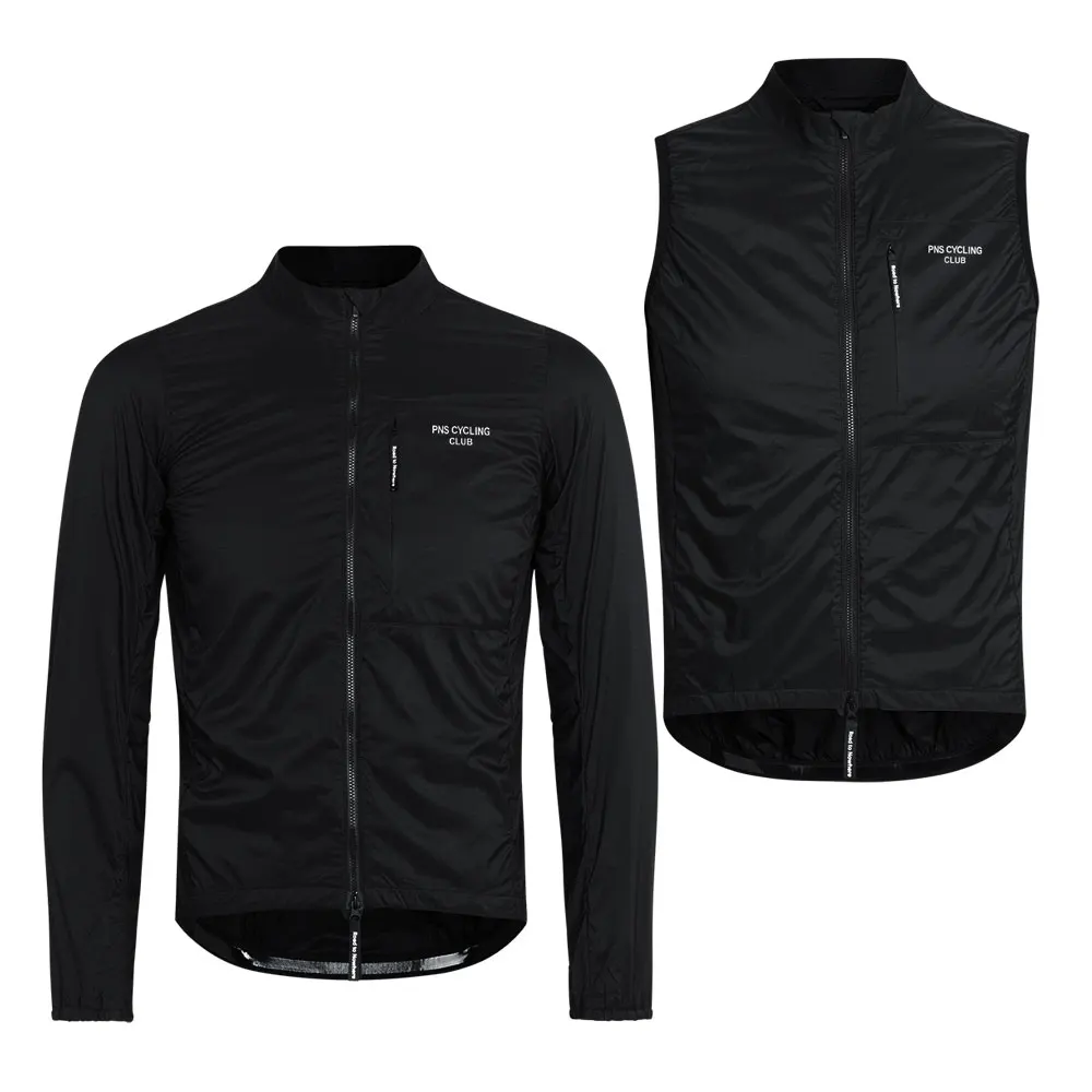 

Men Classic Black Winter PNS Cycling Jackets Thermal Fleece Inside Wind Jacket Lightweight Warm MTB Cycling Vest Sleeveless