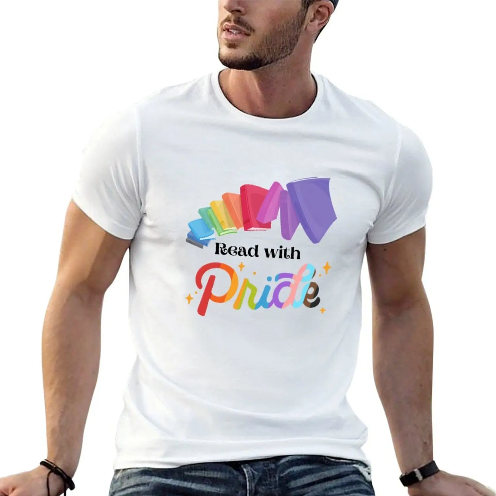 

Read with Pride Library Pride T-Shirt t shirt man cotton t shirts for man pack cotton T-Shirt