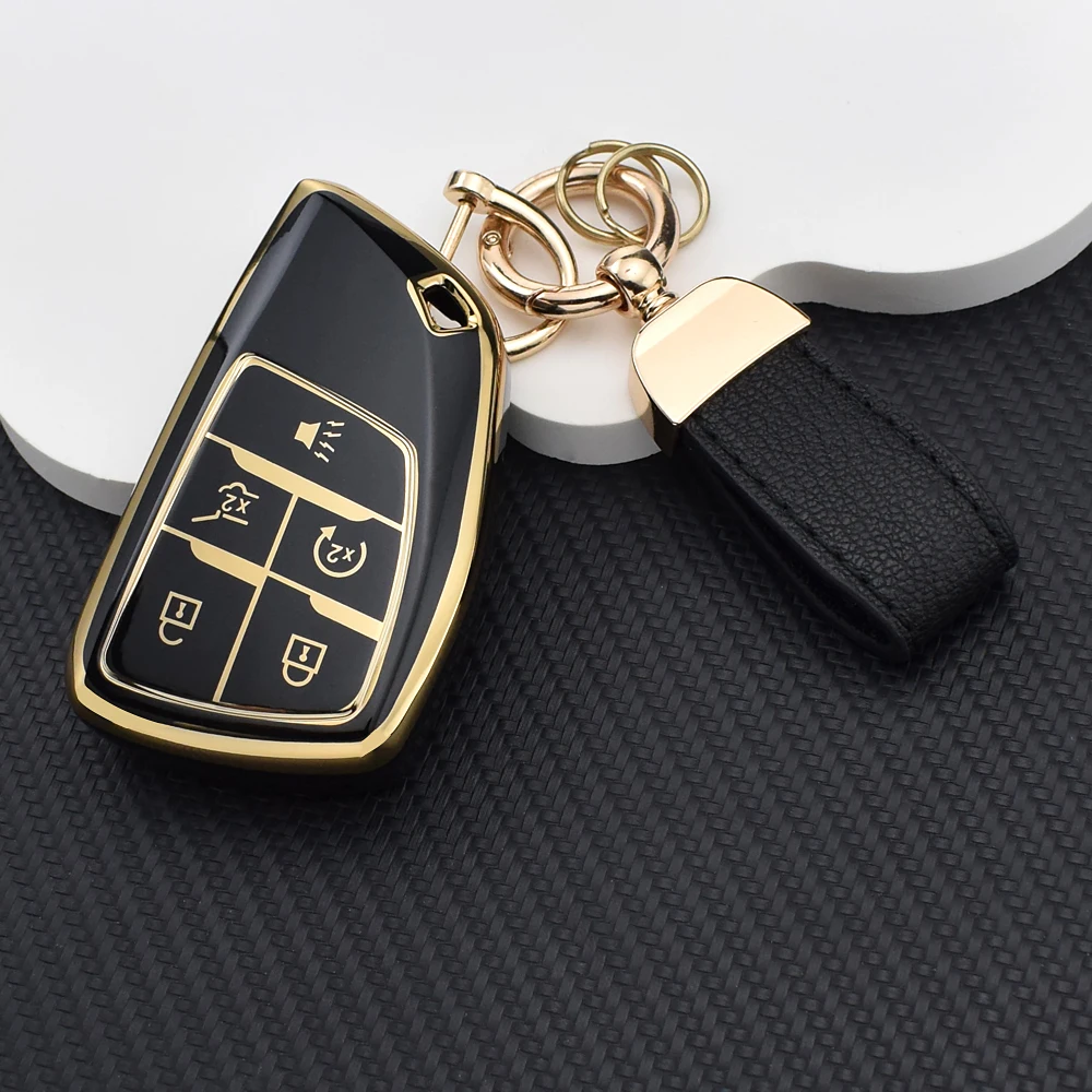 Cover portachiavi per auto in TPU a 5/6 pulsanti per Buick Envision Chevy Silverado GMC – Custodia protettiva per chiavi per auto e accessorio portachiavi a catena