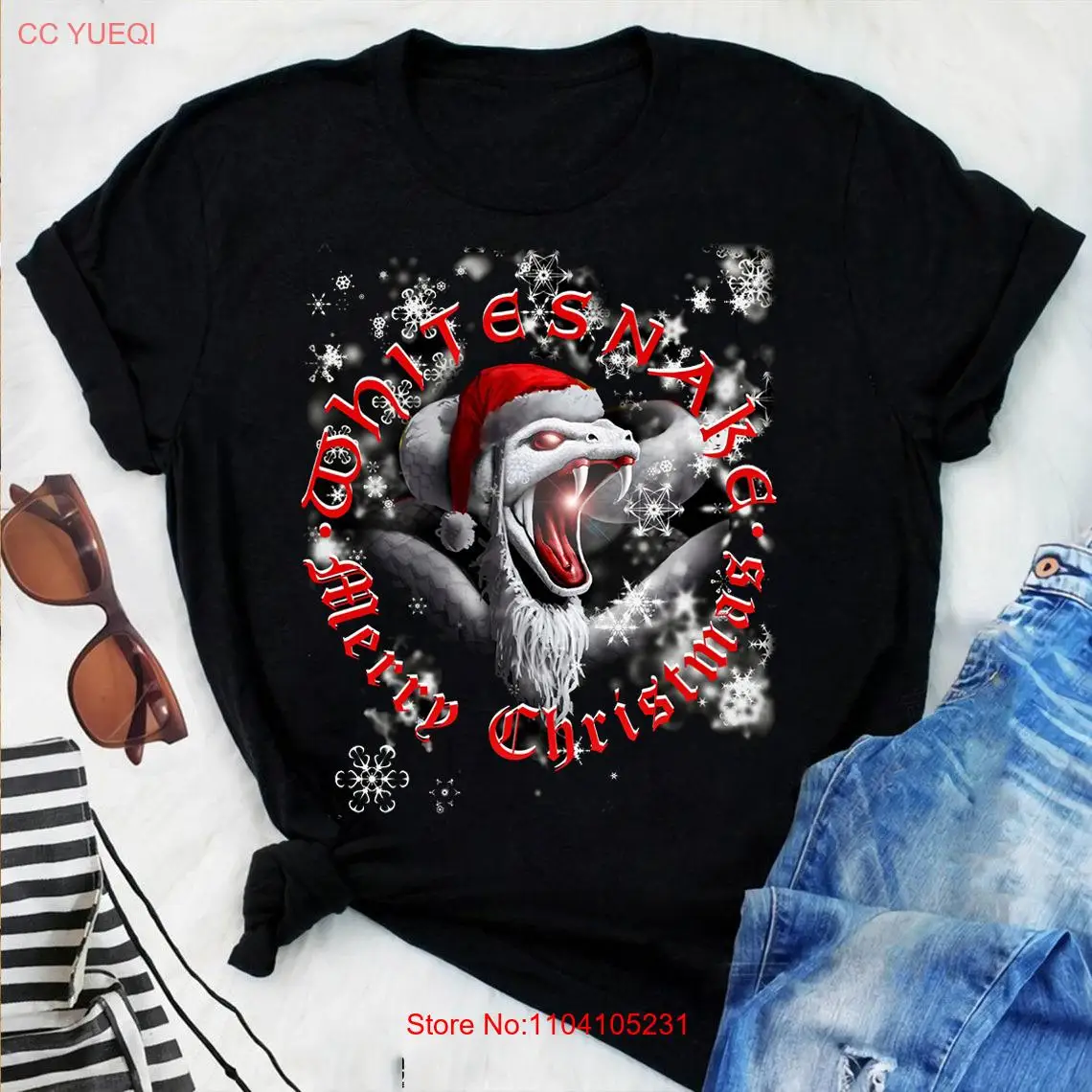 Camiseta Whitesnake Feliz Navidad, camiseta de manga corta para hombre TN0163