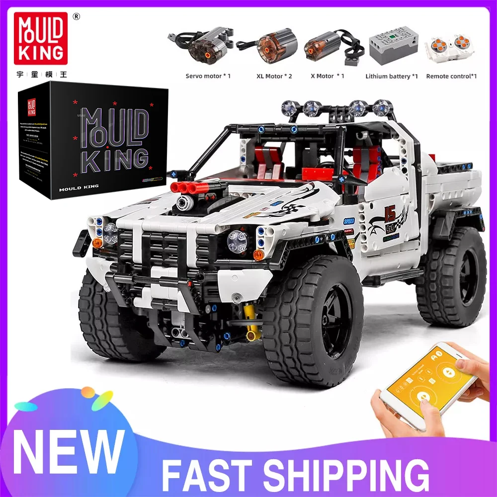 MOULD KING 18005 Technical Car Toys The MOC-2412 APP&RC Motorized Custom Pick-Up Truck Model Building Blocks Bricks Kids Gifts