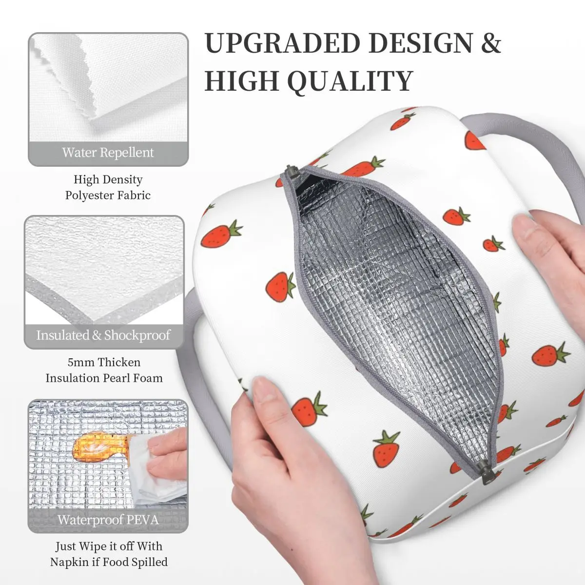 Strawberry Field Product Insulated Lunch Tote Bag For School Storage Food Boxes Portable Thermal Cooler Lunch Boxes