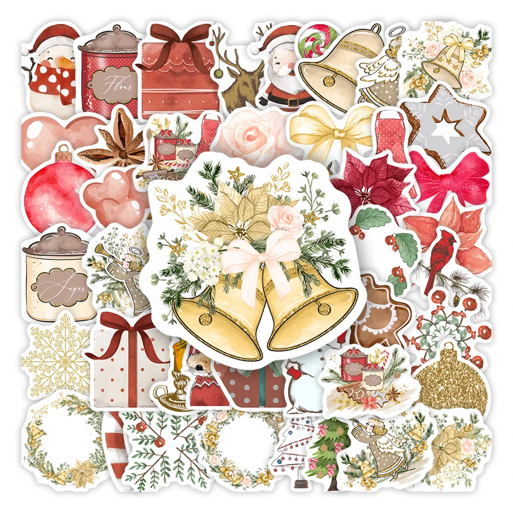 

Vintage Christmas Elements Decoration Stickers Santa Claus DIY Kids Gifts Toys Decal for Scrapbook Luggage Bottles Waterproof