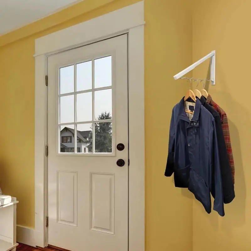 Retractable Clothes Drying Rack Folding Clothes Hanger Collapsible Closet Organizer Space Saving Wall Mounted Laundry Rack