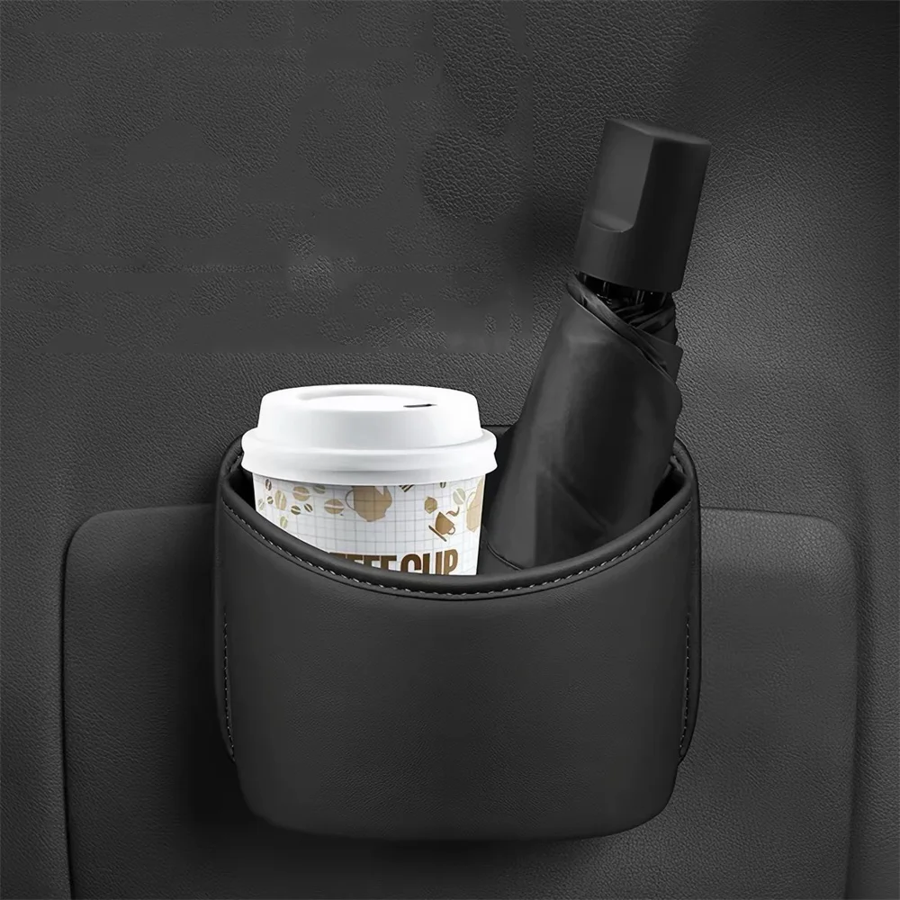 Car Door Cup Holder Leather Automotive Drink Rack Storage Bin Multifunctional Car Seat Storage Bag  Auto Organizer Garbage Bag