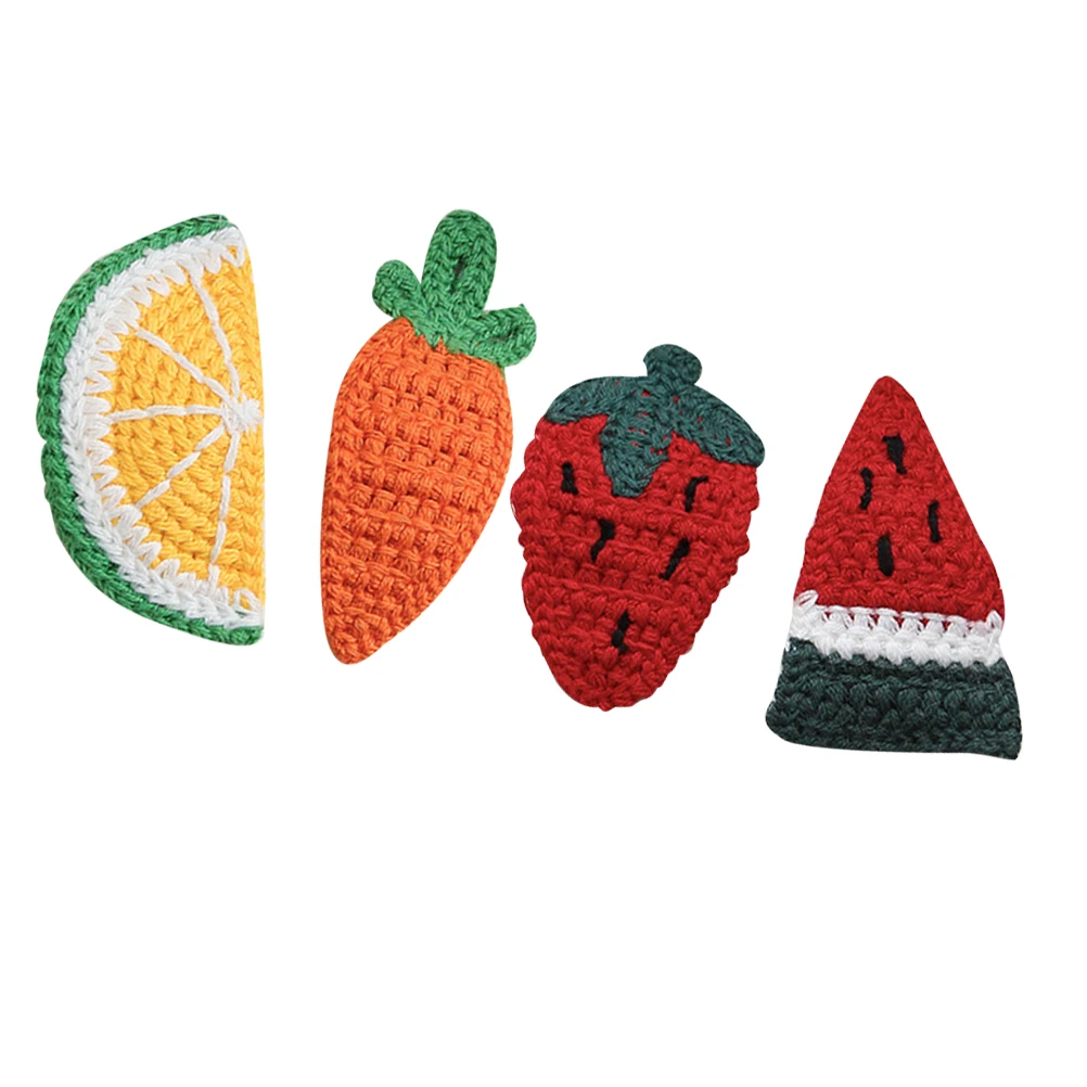 

4 Pcs Strawberry Carrot Hair Clips Kids Barrettes Woolen Hairpin Bobby Pins Hair Styling Accessories Durable Fashion Unique