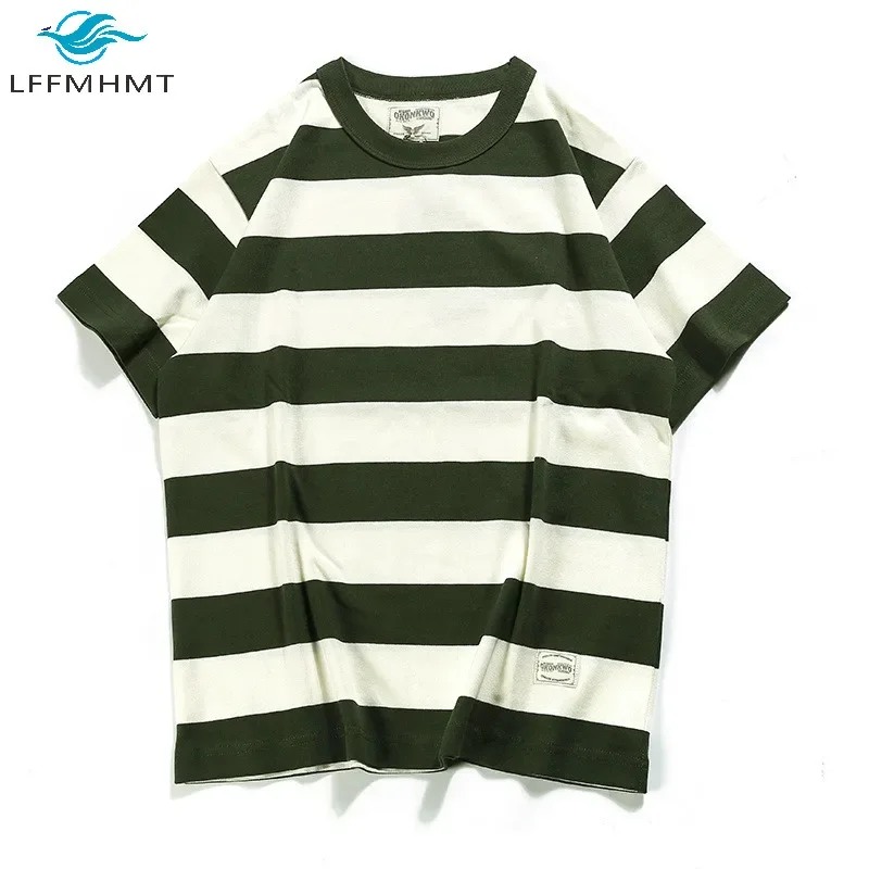 Summer Fashion Short Sleeve T-shirts For Men Classical Zebra Striped Heavy Thick Tees Male Casual Large Size Loose Pullover Tops