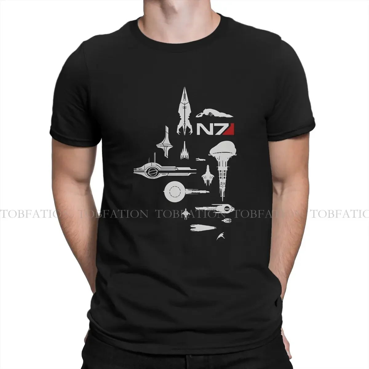 Mass Effect Game Crewneck TShirts Starships of the Me Universe Distinctive Men's T Shirt Hipster Clothing Size S-6XL