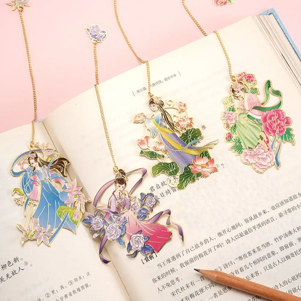 High Quality Metal Bookmarks with Tassel Pendant Hollow Book Clip Flower Fairy Pagination Mark Book Lovers