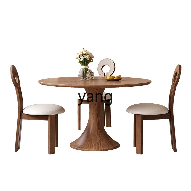 CX walnut small round table small waist solid wood dining table negotiation table