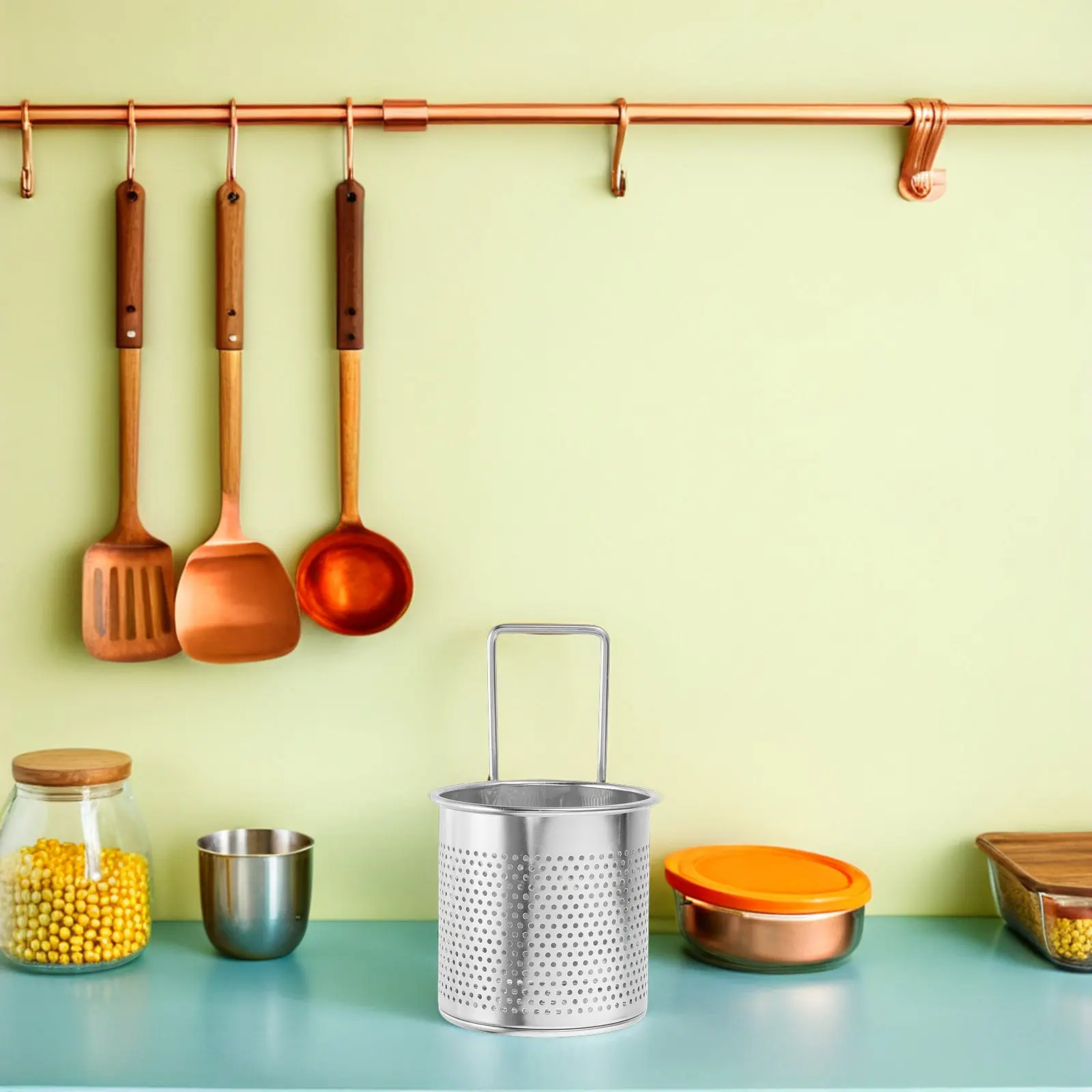 

Корзина-дуршлаг из нержавеющей стали с крючком, мелкоячеистая, для приготовления, варки, жарки овощей и пасты