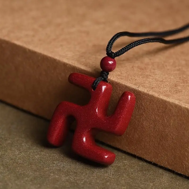 

Cinnabar Swastika Pendant for Men and Women with High Purple Gold Sand Gifts