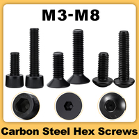 Black Carbon Steel Hex Socket Screw Metric Thread Metal Machine Bolts M3 M4 M5 M6 M8 DIN912 DIN7991 ISO7380 A2 Hexagonal Screws