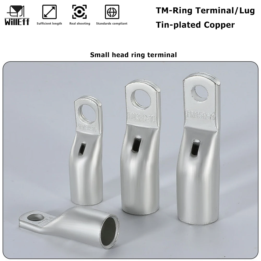 M5/M6/M8/M10M/M12 Ring terminal Lug Thicken Solid Small head Copper terminal Pure Copper Crimp Terminal Narrow head terminal lug
