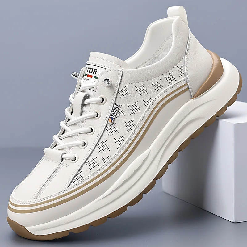 

Spring Autumn New Outdoor Sports Shoes Men Solid Color Fashion Casual Shoes Male Soft Sole White Designer Leather Sneakers Man