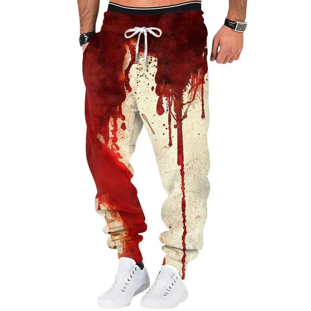 

Men's 3D Blood Print Sports Pants Spring And Autumn Daily Casual Pants Outdoor Cycling Camping Sports Street Fashion Clothing