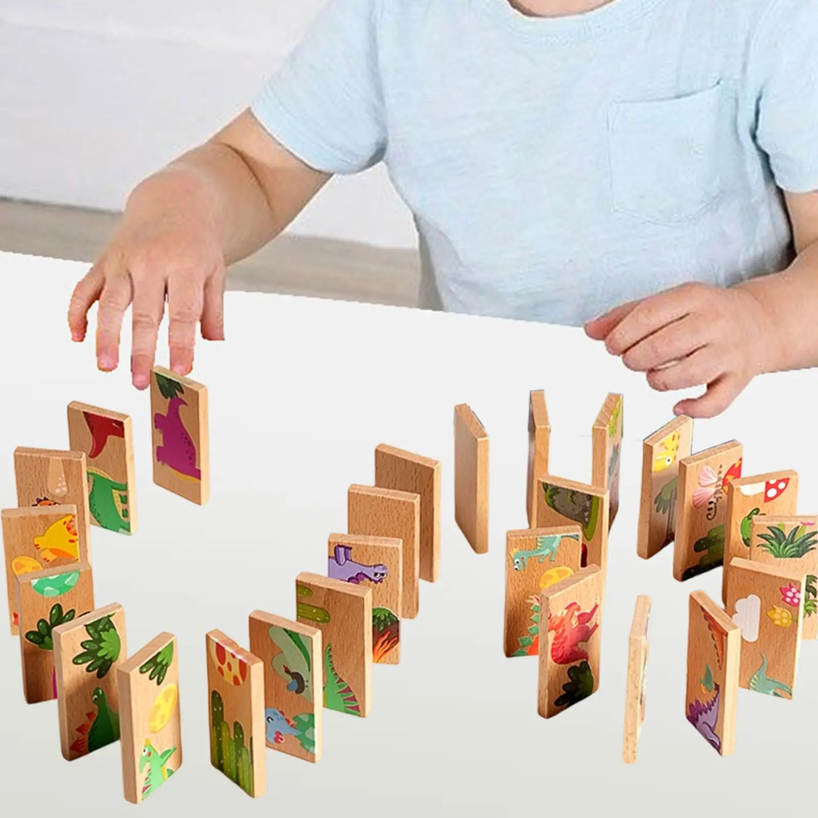 لعبة صور الديناصورات الدومينو للأطفال الصغار من عمر 3 سنوات فما فوق هدية للأطفال