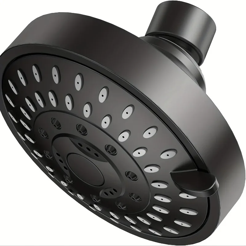 1 cabezal de ducha de 4 pulgadas con 5 modos: diseño multifuncional, montado en la pared y redondo para una experiencia de baño mejorada
