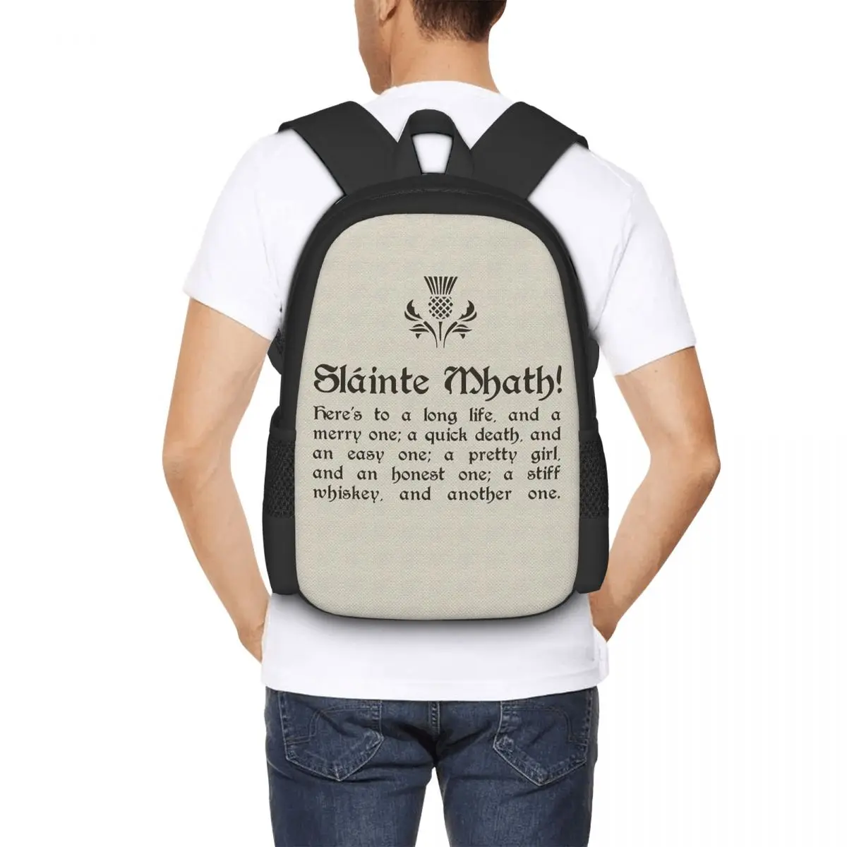 Slainte Mhath - Scottish Toast - With Thistl Backpack Hot Sale Daypack BookBag School Bag Shoulder Bags for Men Women