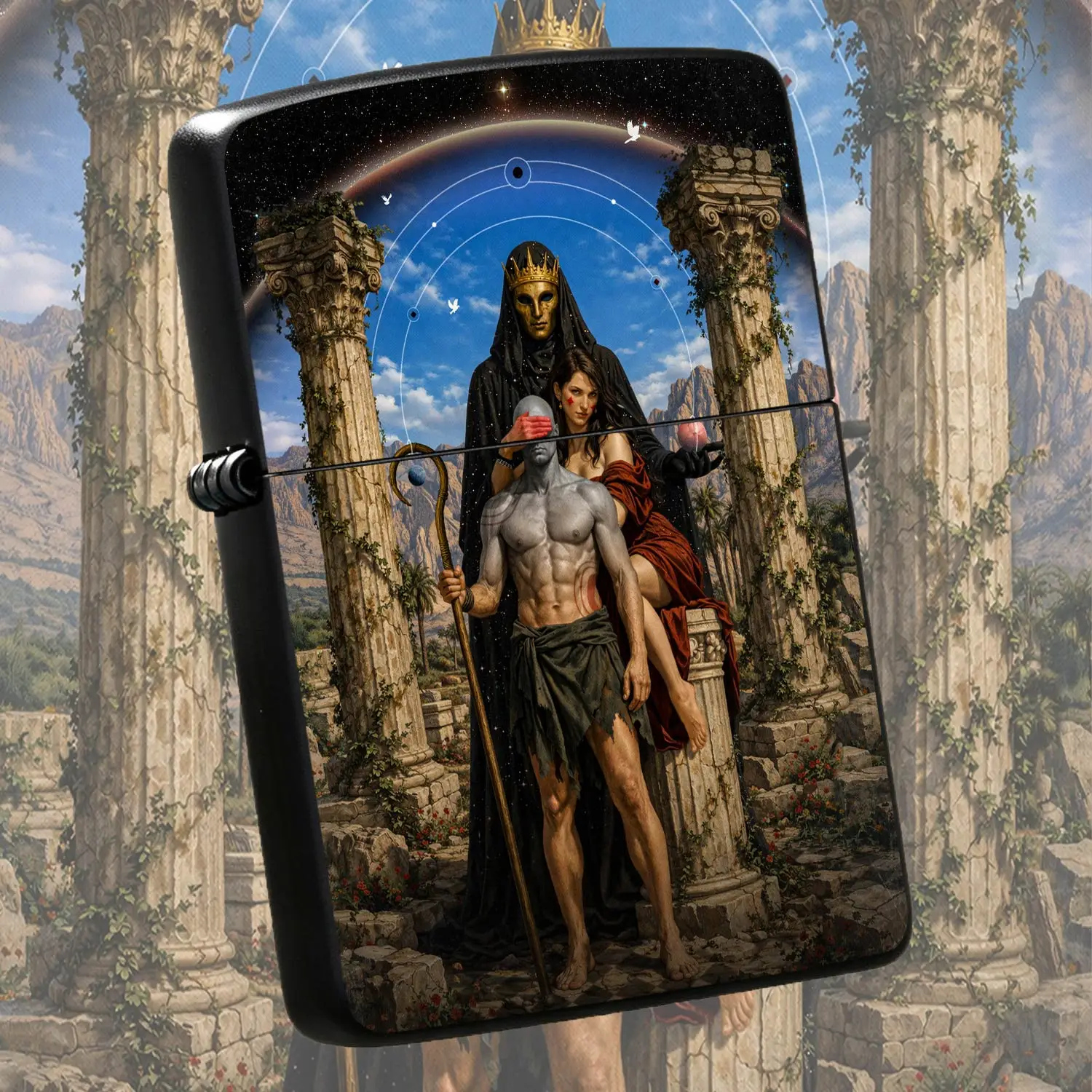 Vintage Mythological Art Pattern Lighter, Multi-Scenario Usable Portable Igniter For Daily Commute Outdoor Camping Home Display, Unique Aesthetic Decorative Practical Accessory, Exquisite Themed Gift For Art Lovers And A Humorous And Intere