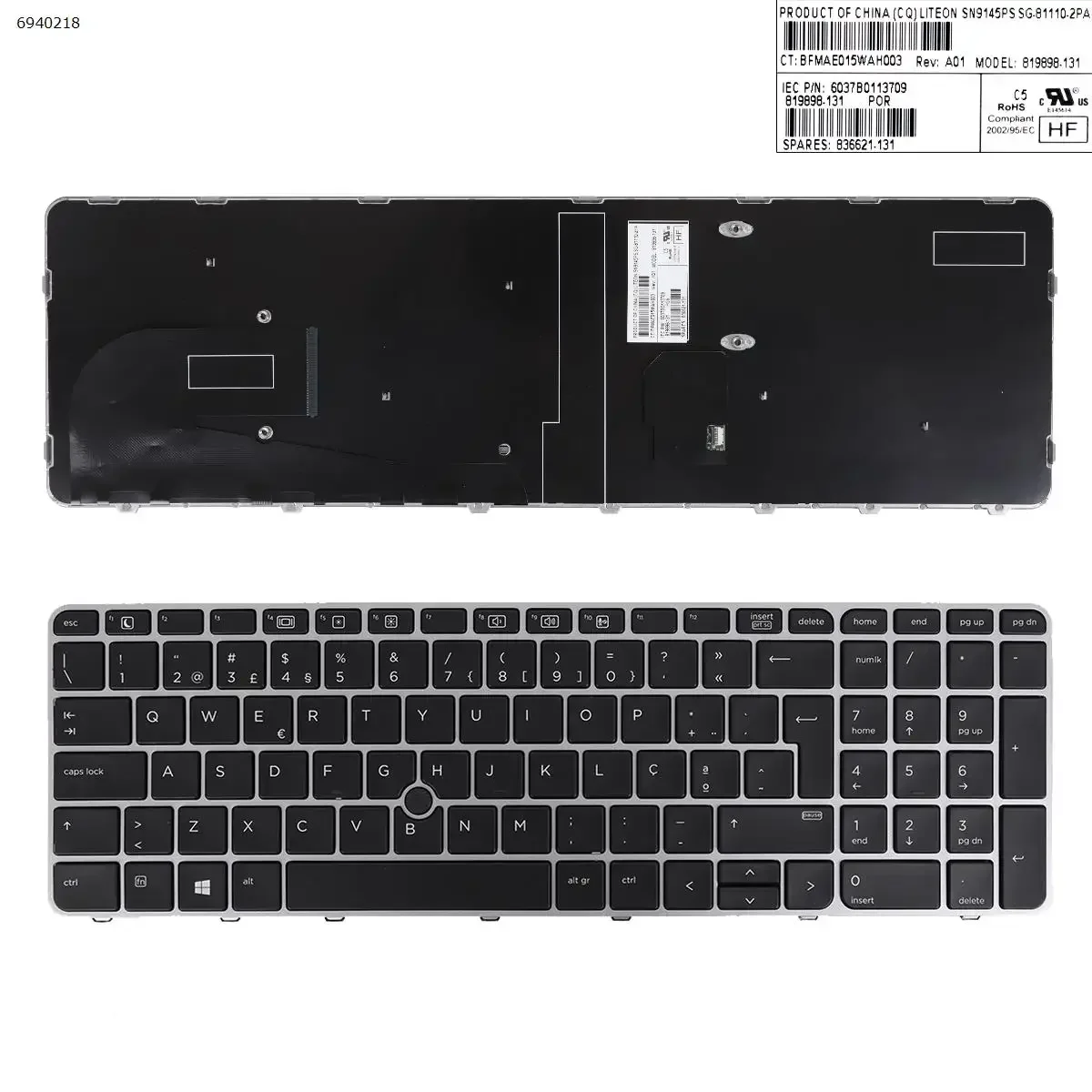 

PO Laptop Keyboard for HP EliteBook 755 G3 850 G3 850 G4 755 G4 ZBook 15u G3 G4 Silver with Point