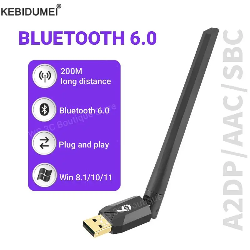 

USB Bluetooth 6.0 5.4 Dongle Adapter for PC Speaker Wireless Mouse Keyboard Music Audio Receiver Transmitter Bluetooth