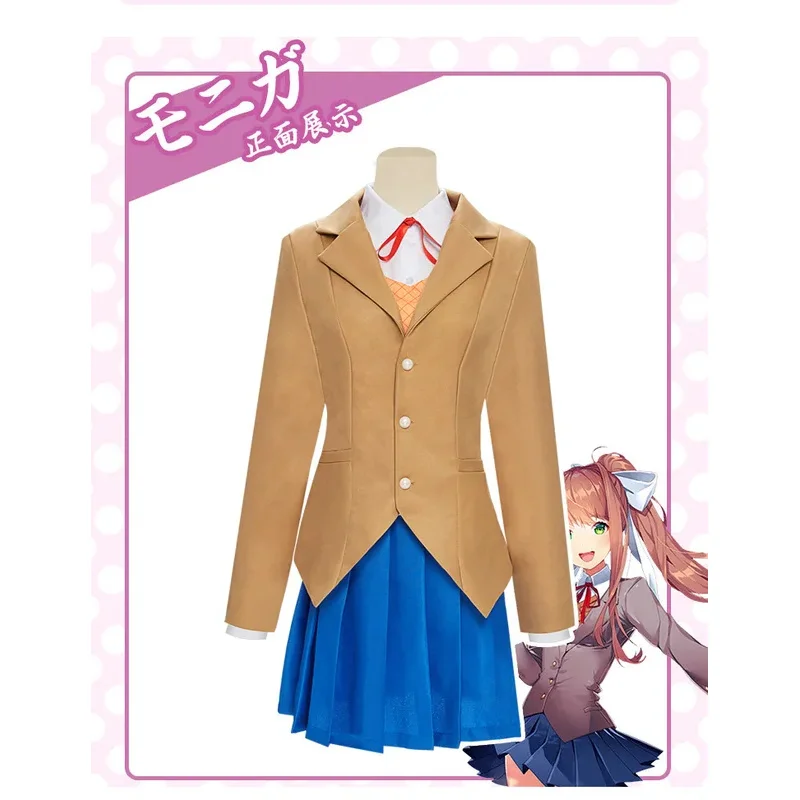 Anime Doki Doki Letterature Club Monika Cosplay Sayori Yuri Natsuki Costume Cosplay Ragazza della scuola Uniforme da donna