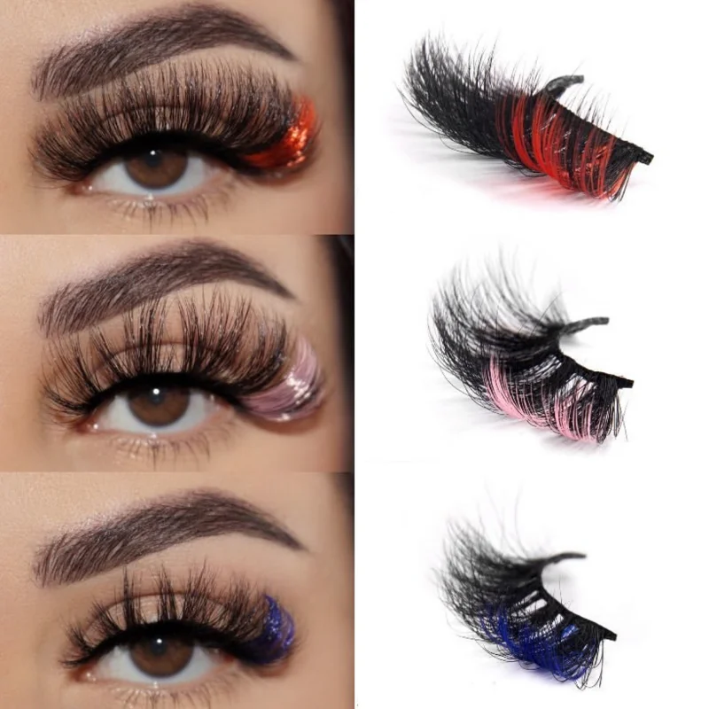 DINGSEN 10 Paar MIX Farbige DD-Curl-Wimpern für Make-up, Kunstnerz-Wimpern, Vollstreifen-Wimpern, Rot, Blau, Grün – Detail 6