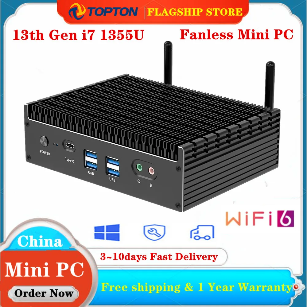 

13th Gen i7 1355U i5 1335U Fanless Intel Gamer Mini PC 2*2.5G LAN PCIE4.0 DDR4 Tunderbolt 4 eGPU Desktop PC Mini Computer WiFi6